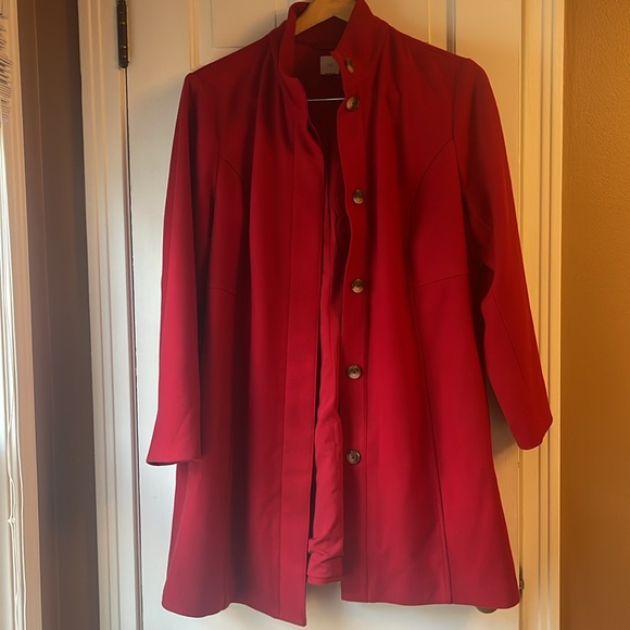 J Jill Scarlet Red "The Journey Coat" Lined Side Pockets Mid Length XL - Picture 6 of 13